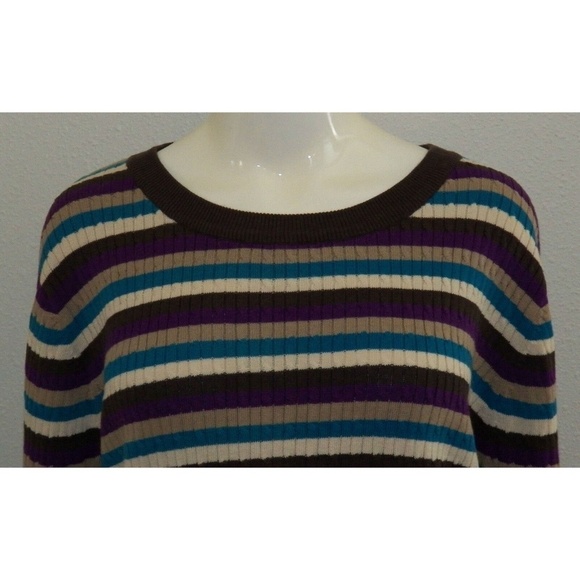 NWT Classic Elements Women's Sweater Knit Top Drawstring Waist Striped Size XL - Picture 2 of 8